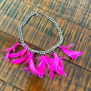 Pink feather necklace